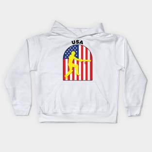 USA Cricket Batsman USA Flag Kids Hoodie